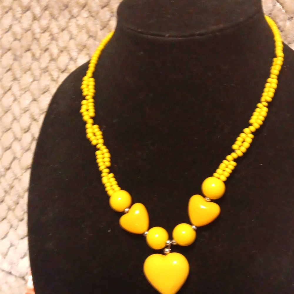 Yellow beaded necklace